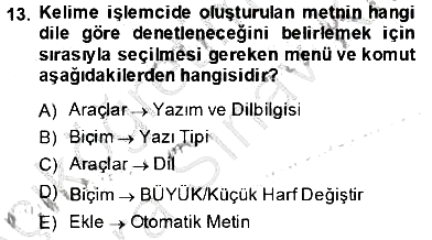 Bilgisayar 1 2013-2014 Ara Sınav - 13. soru