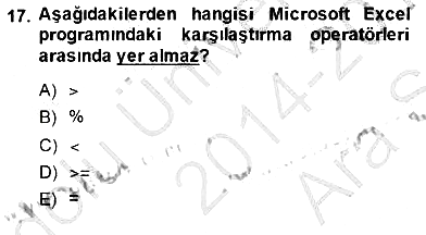 Bilgisayar 1 2014-2015 Ara Sınav - 17. soru
