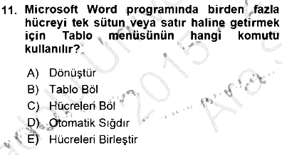 Bilgisayar 1 2015-2016 Ara Sınav - 11. soru