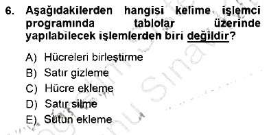 Bilgisayar 1 2012-2013 Dönem Sonu Sınavı - 6. soru