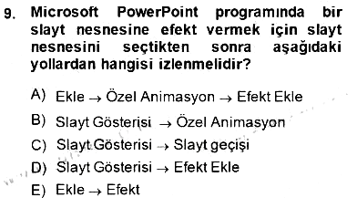 Bilgisayar 1 2013-2014 Dönem Sonu Sınavı - 9. soru