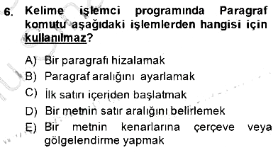 Bilgisayar 1 2014-2015 Dönem Sonu Sınavı - 6. soru