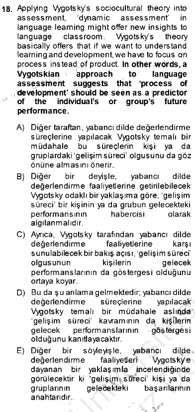 Çeviri (İng/Türk) 2013-2014 Ara Sınav - 18. soru