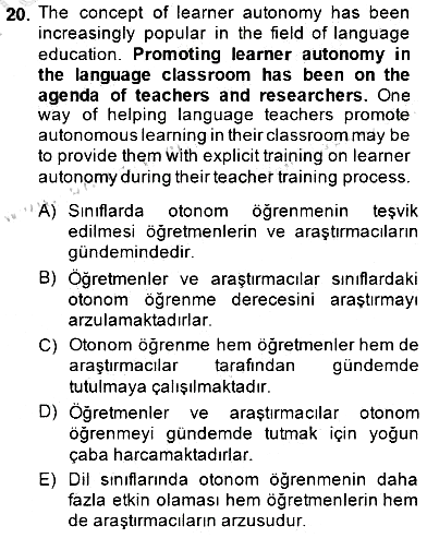 Çeviri (İng/Türk) 2014-2015 Ara Sınav - 20. soru