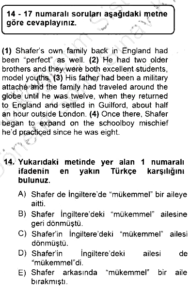 Çeviri (İng/Türk) 2012-2013 Dönem Sonu Sınavı - 14. soru
