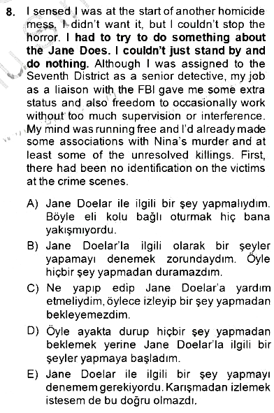 Çeviri (İng/Türk) 2014-2015 Dönem Sonu Sınavı - 8. soru