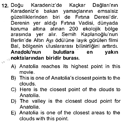 Çeviri (Türk/İng) 2013-2014 Ara Sınav - 12. soru