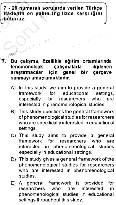 Çeviri (Türk/İng) 2014-2015 Ara Sınav - 7. soru