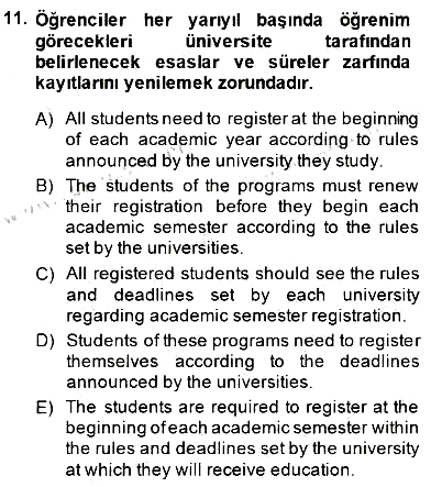 Çeviri (Türk/İng) 2014-2015 Ara Sınav - 11. soru