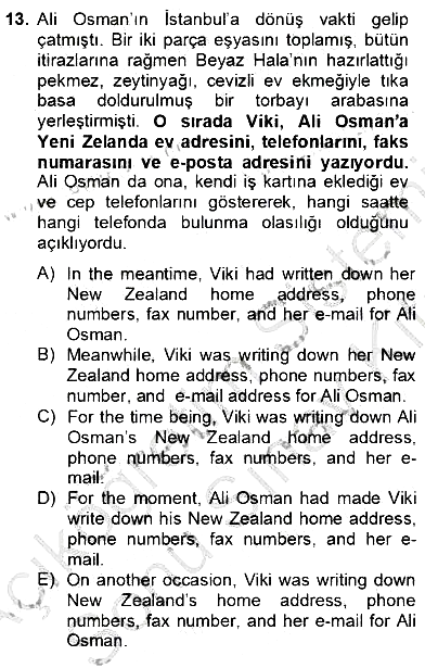 Çeviri (Türk/İng) 2012-2013 Dönem Sonu Sınavı - 13. soru