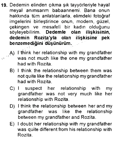 Çeviri (Türk/İng) 2014-2015 Dönem Sonu Sınavı - 19. soru