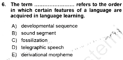 Dil Edinimi 2015-2016 Ara Sınav - 6. soru