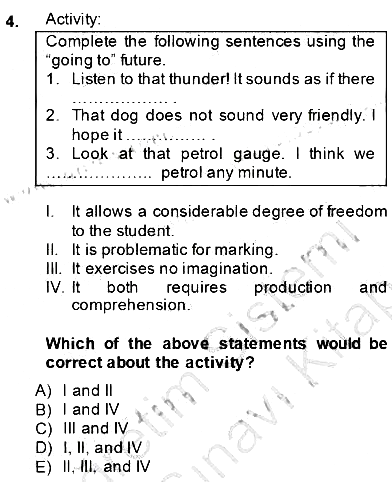 Dilbilgisi Öğretimi 2013-2014 Dönem Sonu Sınavı - 4. soru