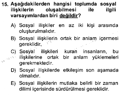 Eğitim Sosyolojisi 2013-2014 Ara Sınav - 15. soru