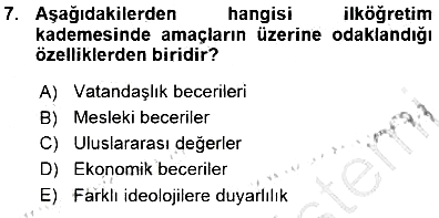 Eğitim Sosyolojisi 2015-2016 Ara Sınav - 7. soru