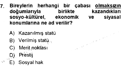 Eğitim Sosyolojisi 2012-2013 Dönem Sonu Sınavı - 7. soru
