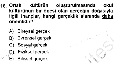 Eğitim Sosyolojisi 2012-2013 Dönem Sonu Sınavı - 16. soru