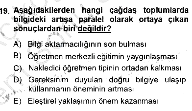 Eğitim Sosyolojisi 2012-2013 Dönem Sonu Sınavı - 19. soru