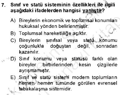 Eğitim Sosyolojisi 2013-2014 Dönem Sonu Sınavı - 7. soru