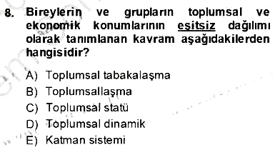 Eğitim Sosyolojisi 2013-2014 Dönem Sonu Sınavı - 8. soru