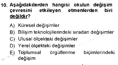 Eğitim Sosyolojisi 2013-2014 Dönem Sonu Sınavı - 10. soru
