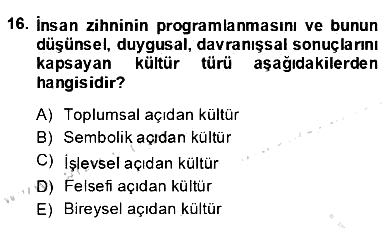Eğitim Sosyolojisi 2013-2014 Dönem Sonu Sınavı - 16. soru