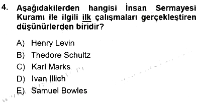 Eğitim Sosyolojisi 2014-2015 Dönem Sonu Sınavı - 4. soru