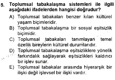Eğitim Sosyolojisi 2014-2015 Dönem Sonu Sınavı - 5. soru