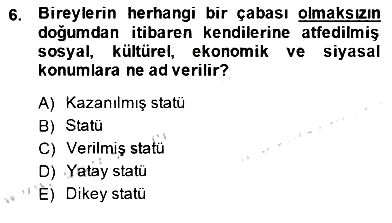 Eğitim Sosyolojisi 2014-2015 Dönem Sonu Sınavı - 6. soru