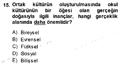 Eğitim Sosyolojisi 2014-2015 Dönem Sonu Sınavı - 15. soru