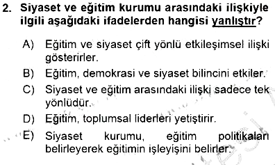 Eğitim Sosyolojisi 2015-2016 Dönem Sonu Sınavı - 2. soru