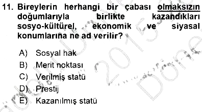 Eğitim Sosyolojisi 2015-2016 Dönem Sonu Sınavı - 11. soru