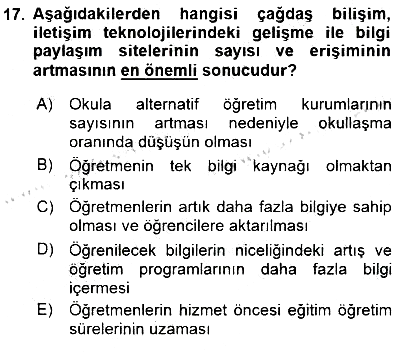 Eğitim Sosyolojisi 2015-2016 Dönem Sonu Sınavı - 17. soru