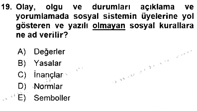 Eğitim Sosyolojisi 2015-2016 Dönem Sonu Sınavı - 19. soru