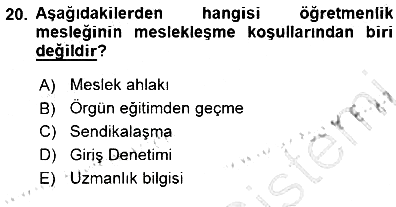 Eğitim Sosyolojisi 2015-2016 Dönem Sonu Sınavı - 20. soru