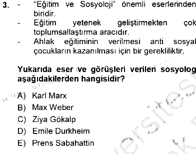Eğitim Sosyolojisi 2013-2014 Tek Ders Sınavı - 3. soru