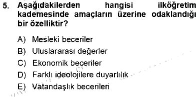 Eğitim Sosyolojisi 2013-2014 Tek Ders Sınavı - 5. soru