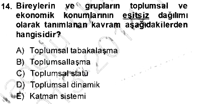 Eğitim Sosyolojisi 2013-2014 Tek Ders Sınavı - 14. soru
