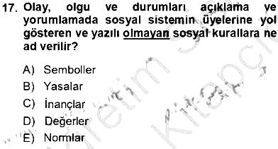 Eğitim Sosyolojisi 2013-2014 Tek Ders Sınavı - 17. soru