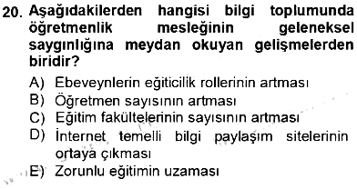 Eğitim Sosyolojisi 2013-2014 Tek Ders Sınavı - 20. soru