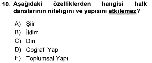 Güzel Sanatlar 2016-2017 3 Ders Sınavı - 10. soru