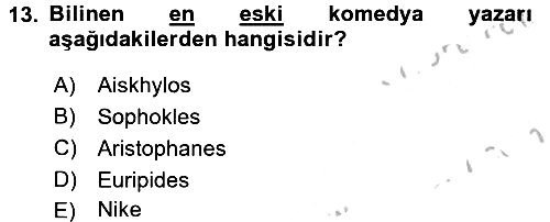 Güzel Sanatlar 2016-2017 3 Ders Sınavı - 13. soru