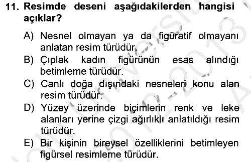 Güzel Sanatlar 2012-2013 Ara Sınav - 11. soru