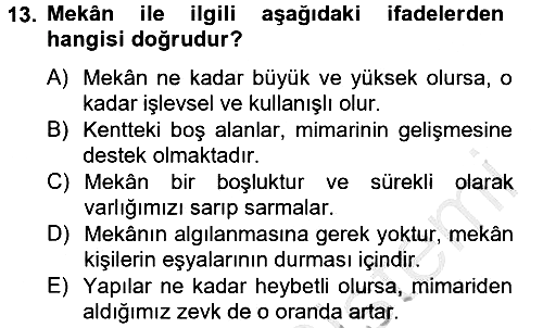 Güzel Sanatlar 2012-2013 Ara Sınav - 13. soru