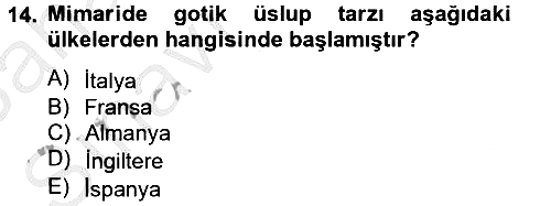 Güzel Sanatlar 2012-2013 Ara Sınav - 14. soru