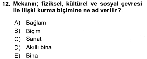 Güzel Sanatlar 2015-2016 Ara Sınav - 12. soru