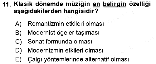 Güzel Sanatlar 2018-2019 Ara Sınav - 11. soru