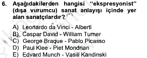 Güzel Sanatlar 2012-2013 Dönem Sonu Sınavı - 6. soru