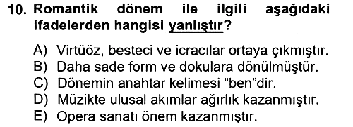 Güzel Sanatlar 2012-2013 Dönem Sonu Sınavı - 10. soru