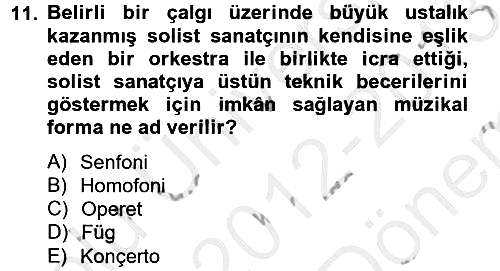 Güzel Sanatlar 2012-2013 Dönem Sonu Sınavı - 11. soru
